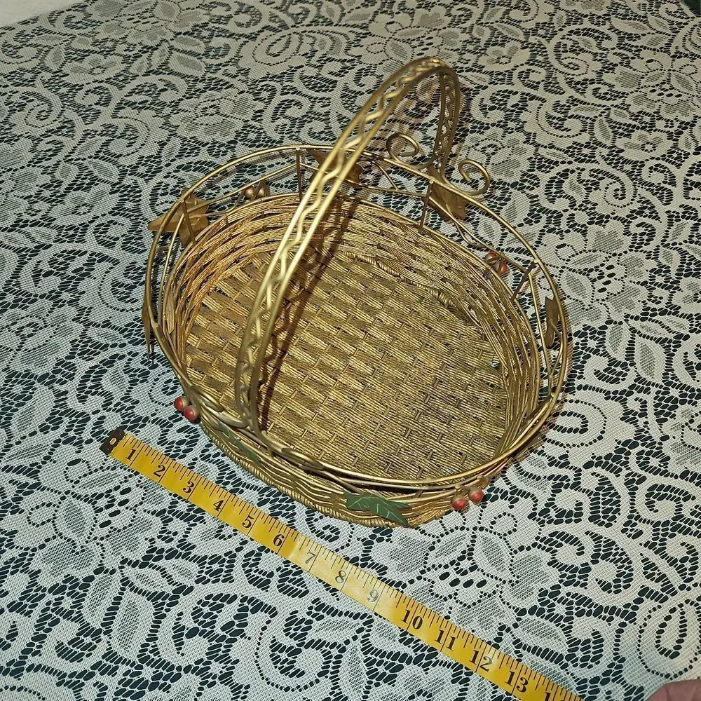 Gold Woven Metal Holiday Basket Decor